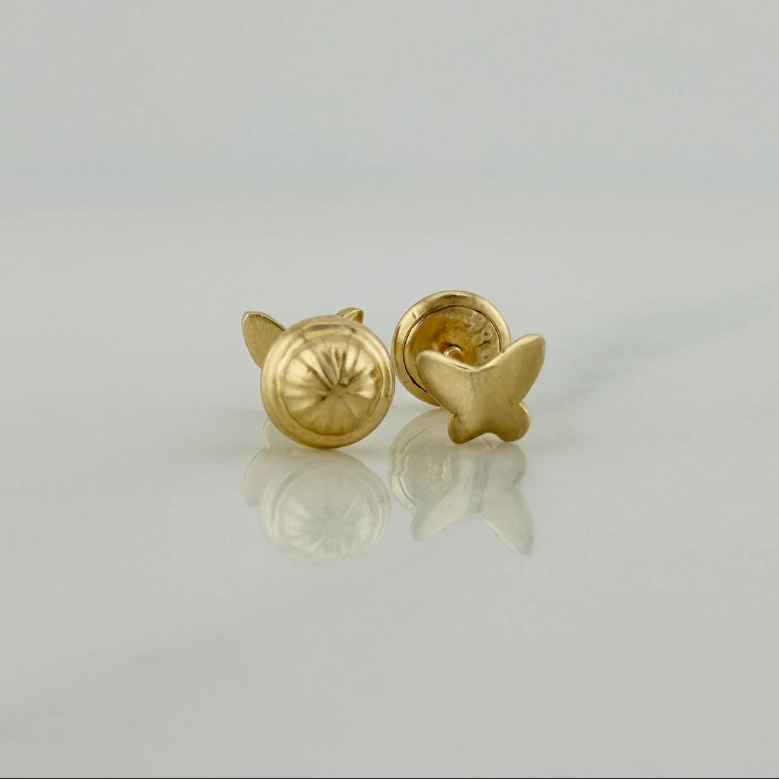 Stud Earrings Butterfly 0.65g / 4.35mm 18K Yellow Gold &