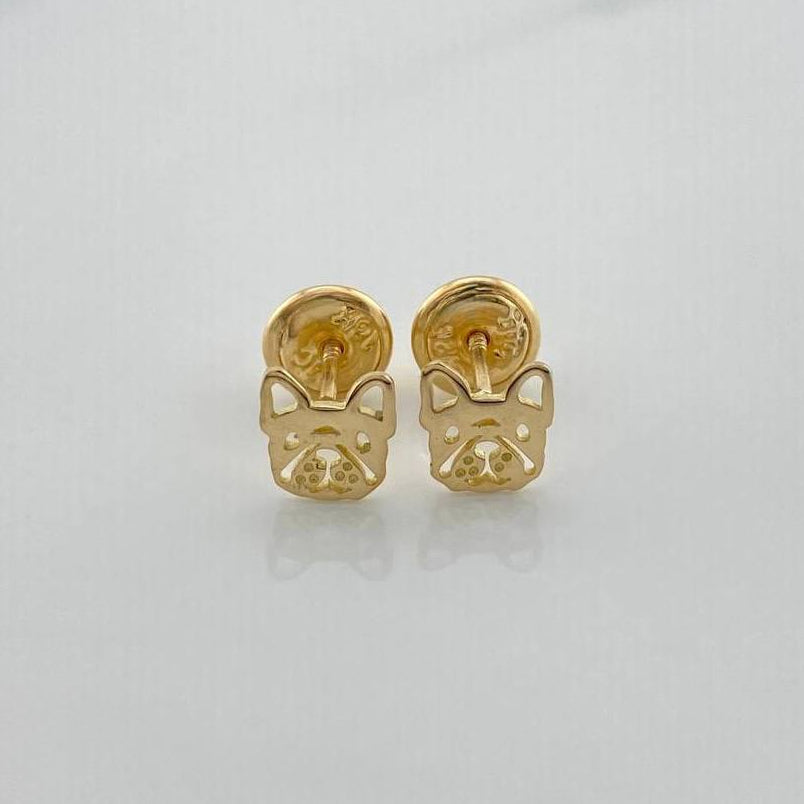 Stud Earrings Dog Face 0.75g / 6.02mm 18K Yellow Gold &