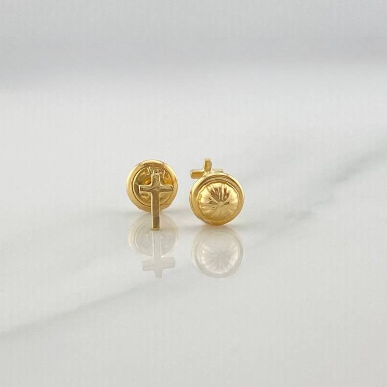Stud Earrings Cross 0.55g / 5.59mm 18K Yellow Gold &