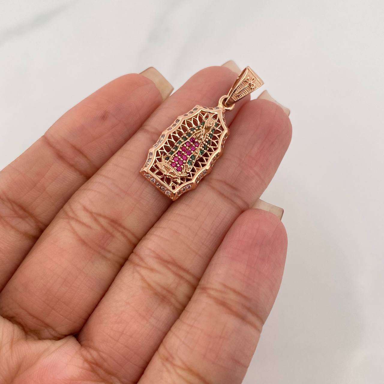 Dije Virgen Guadalupe 3.2 g / 1 1/4 in Oro Rosa 18K