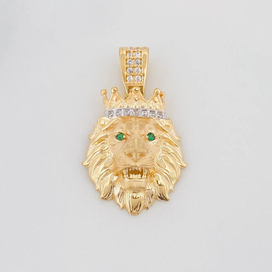 Dije Leon 3.35 g / 3/4 in Dos Oros Amarillo Blanco 18K