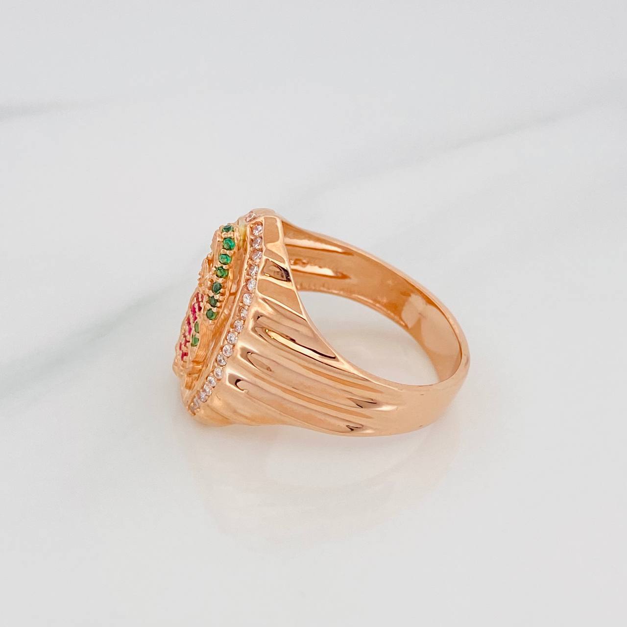 Virgin of Guadalupe Ring 6.7 g / T9 1/2 18K Rose Gold