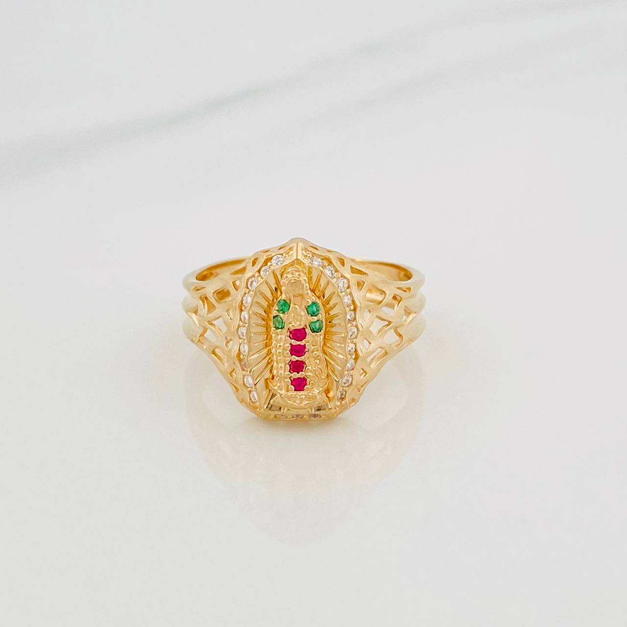 Virgin of Guadalupe Ring 3.3 g / Size 7 3/4 Yellow Gold 18K