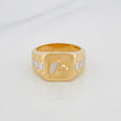 Anillo Sello Caballo 7.1 g / T9 1/4 Dos Oros Amarillo Blanco 18K