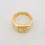 Anillo Sello Caballo 7.1 g / T9 1/4 Dos Oros Amarillo Blanco 18K
