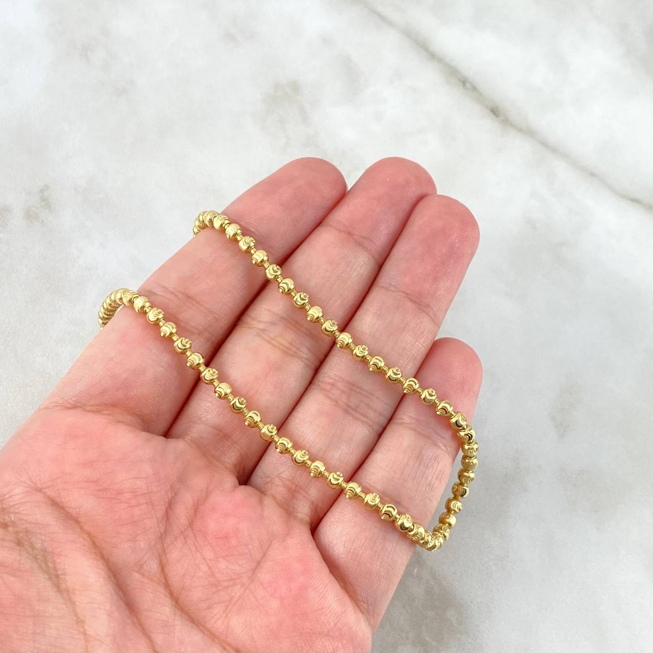 Pulso Militar 6.5gr / 20cm / 3mm Bolas Diamantadas Luna Oro Amarillo  *