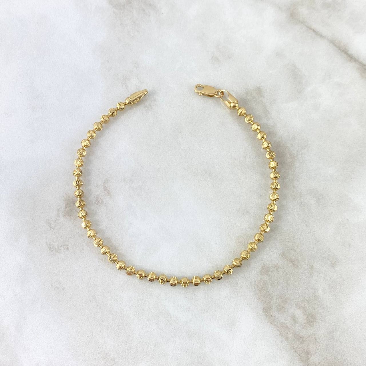Pulso Militar 6.5gr / 20cm / 3mm Bolas Diamantadas Luna Oro Amarillo  *