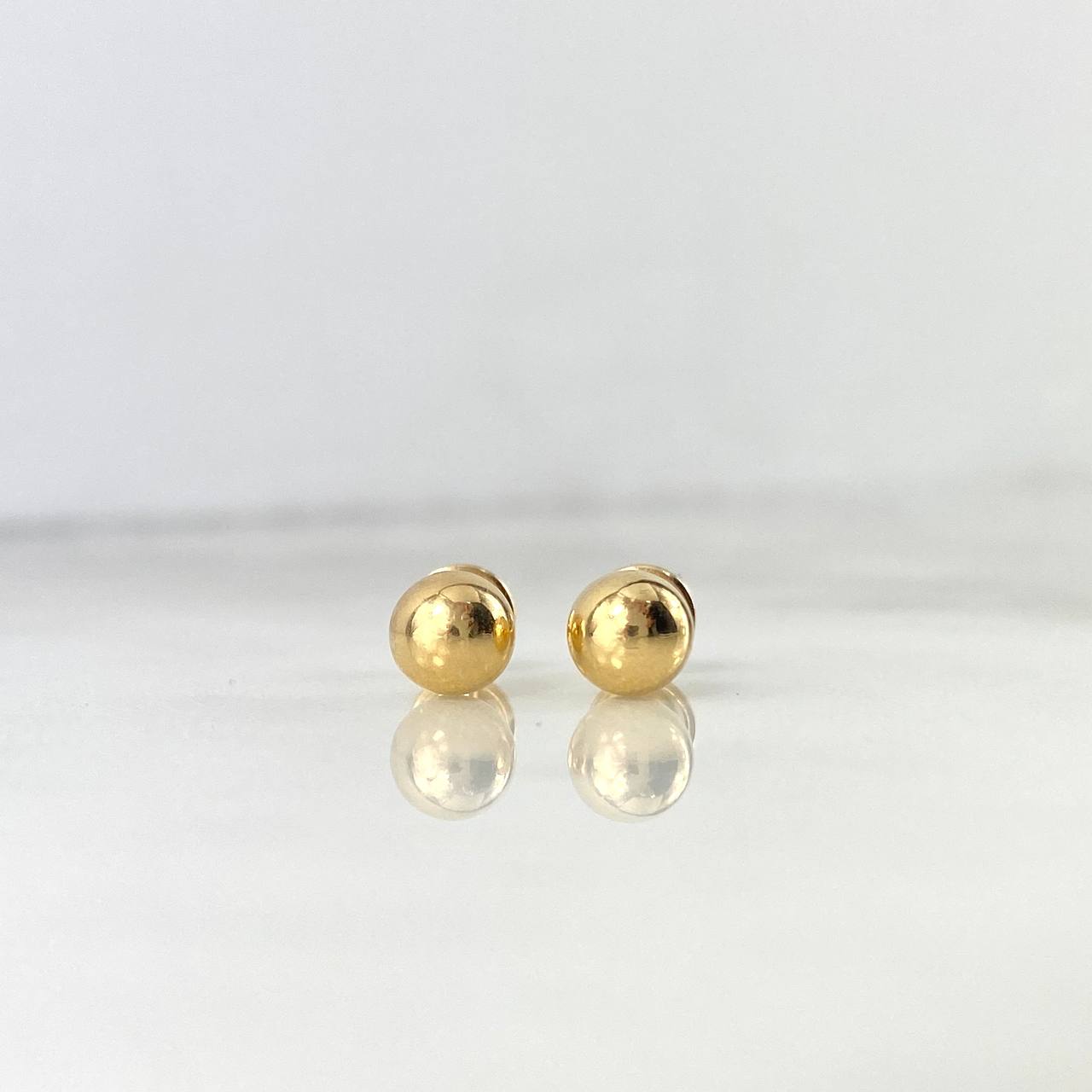 Stud Earrings Bead 0.6gr / 6mm Polished 18K Yellow Gold &