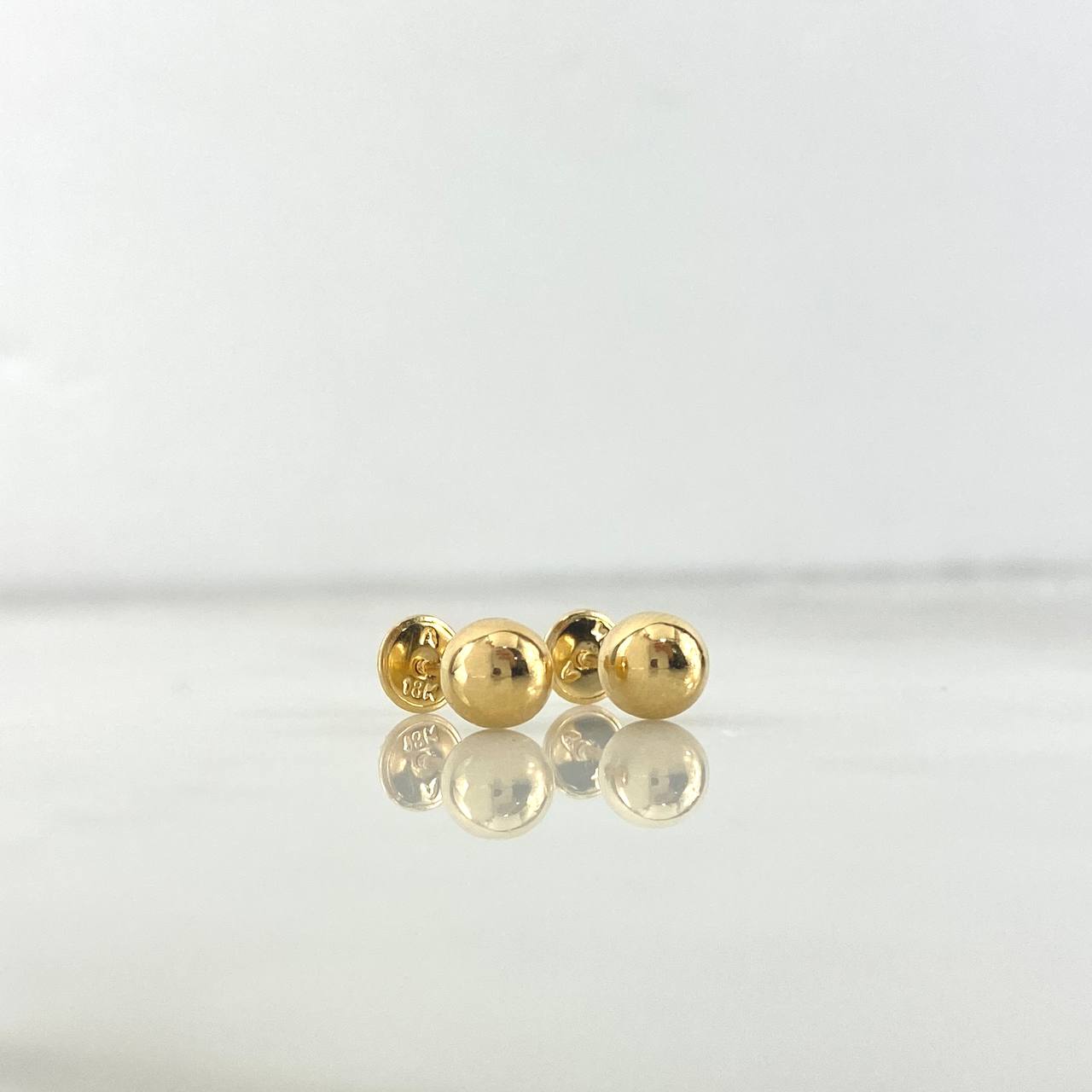 Plain Bead Stud Earrings 0.65gr / 6mm 18K Yellow Gold