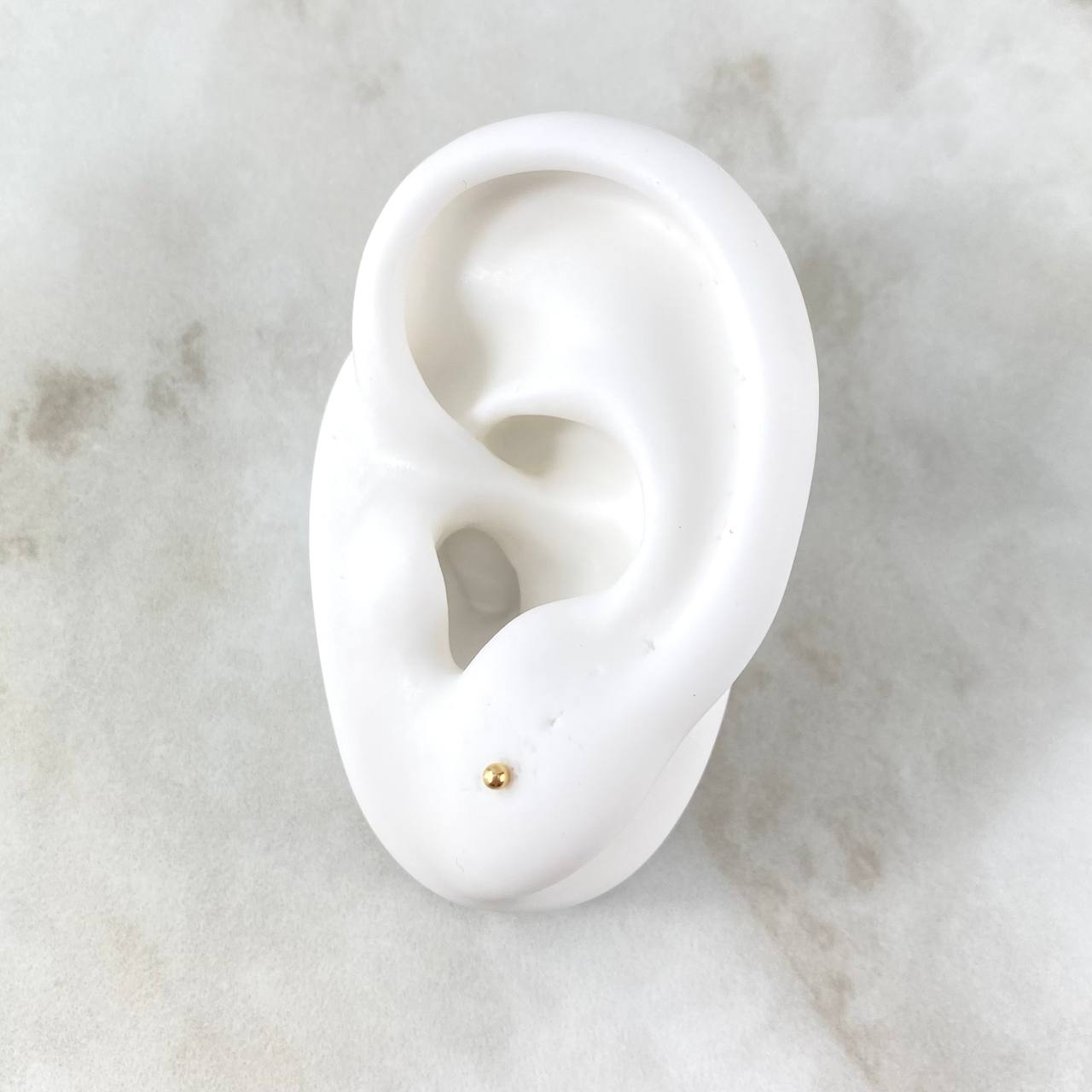 Plain Bead Stud Earrings 0.3g / in / 2mm Yellow Gold 18K