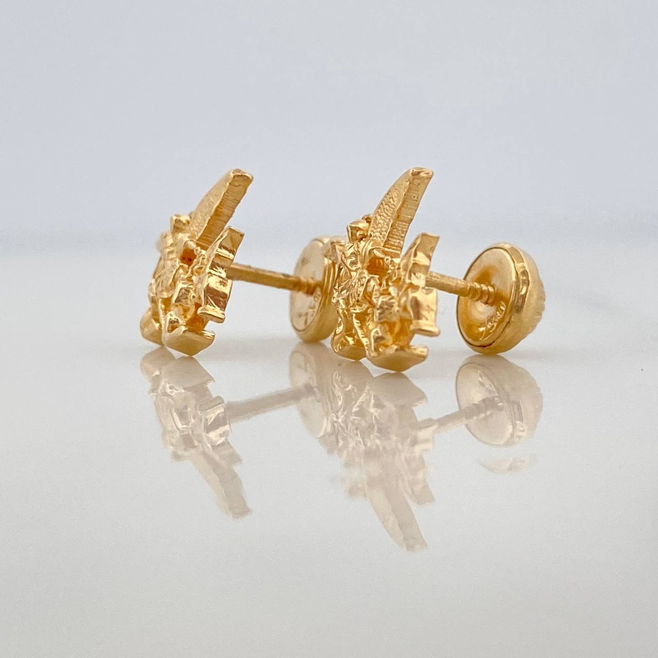 Stud Earrings Saint Michael the Archangel 1.45gr / 5mm Yellow Gold 18K %