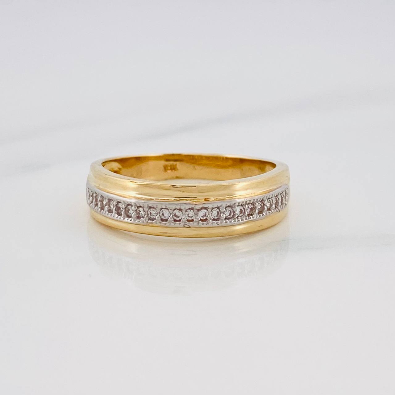 Channel Band Ring 3.5g / T8 1/4 Two-Tone Yellow White Gold 18K