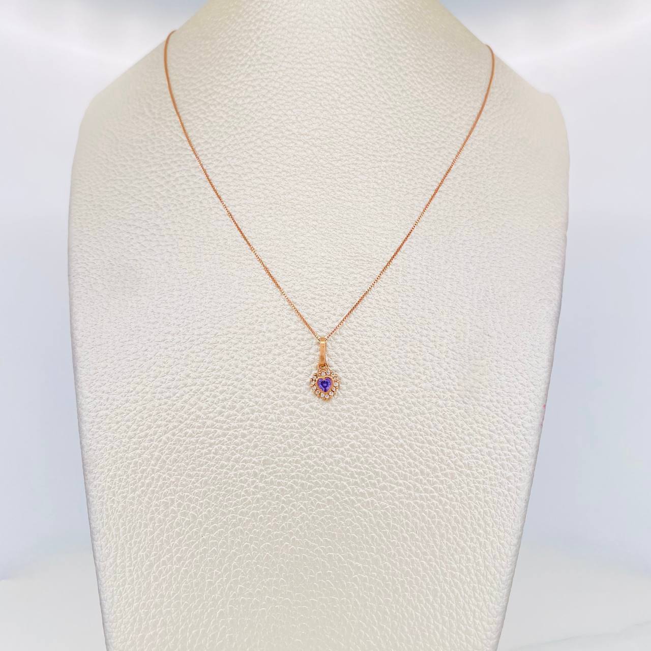 Set Cadena Veneciana + Dije Corazon / 1.5g / 18 in Oro Rosa 18K