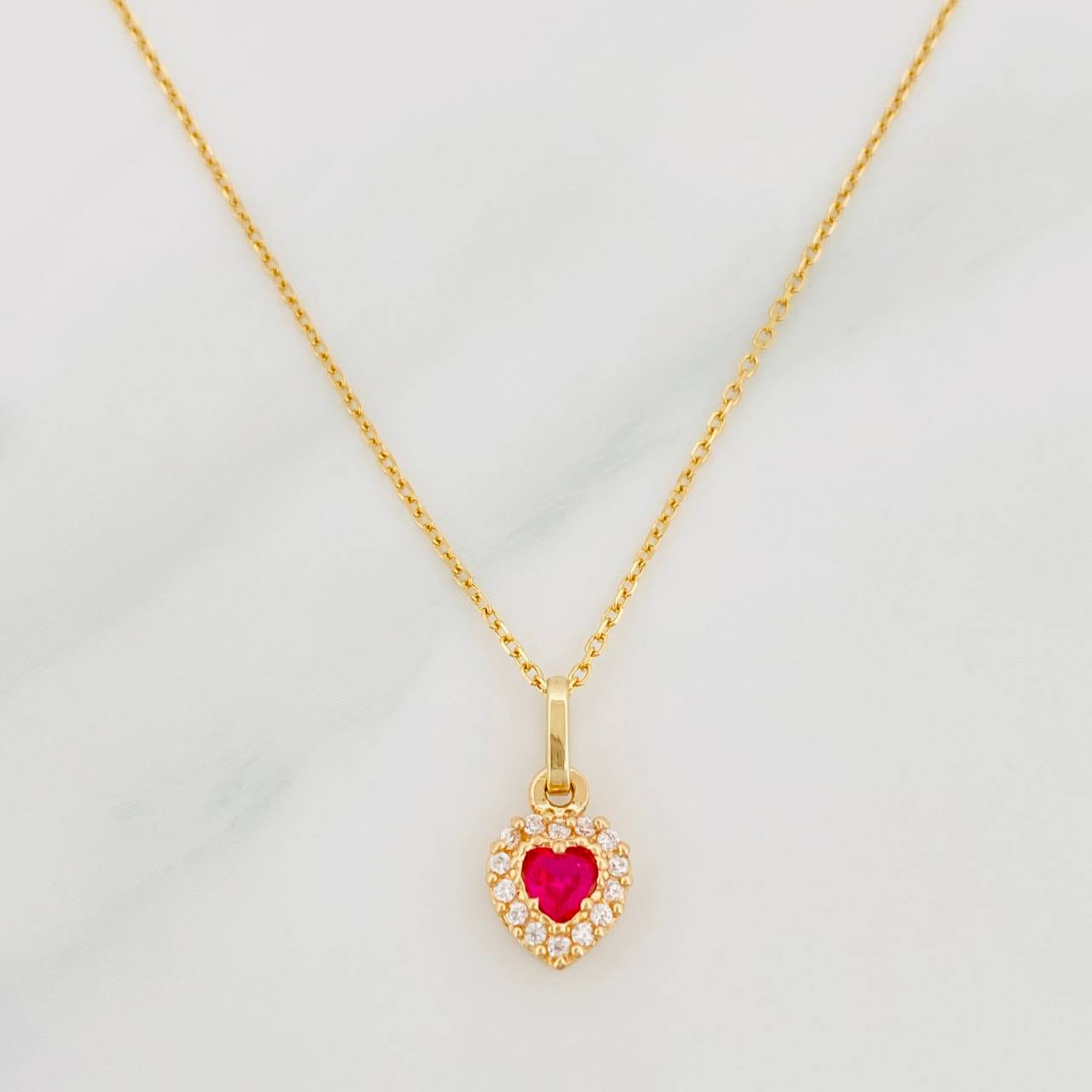 Set Cadena Aro Seguido + Dije Corazon / 1.75g / 18 in Oro Amarillo 18K