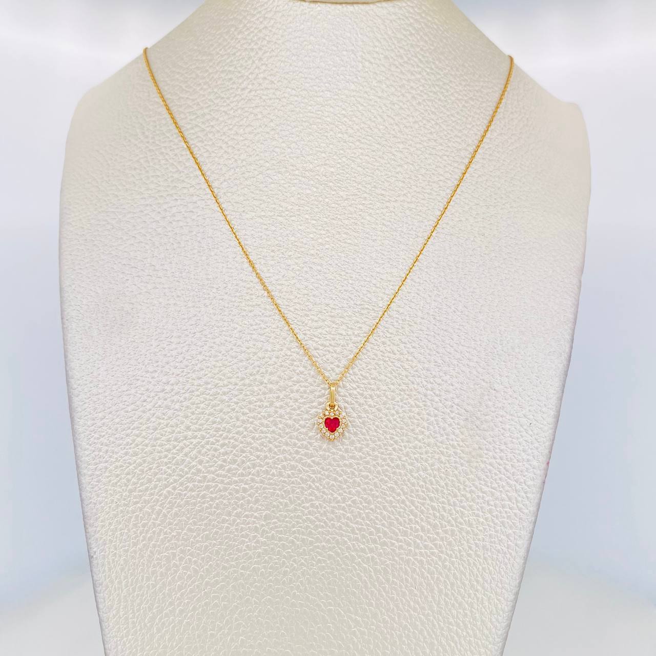 Set Cadena Aro Seguido + Dije Corazon / 1.75g / 18 in Oro Amarillo 18K