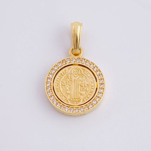 Pendant Medal of Saint Benedict 2.4g / 1 in Yellow Gold 18K