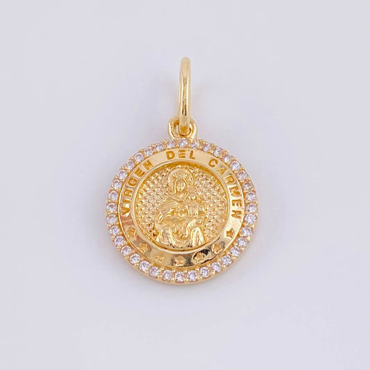 Pendant Medal of Our Lady of Mount Carmel 2.4g / 1 in Yellow Gold 18K