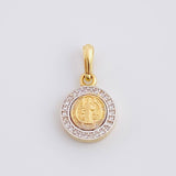 Pendant Medal Saint Benedict 1.55g / 3/4 in Two-Tone Yellow White Gold 18K