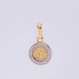 Pendant Medal Saint Benedict 1.55g / 3/4 in Two-Tone Yellow White Gold 18K