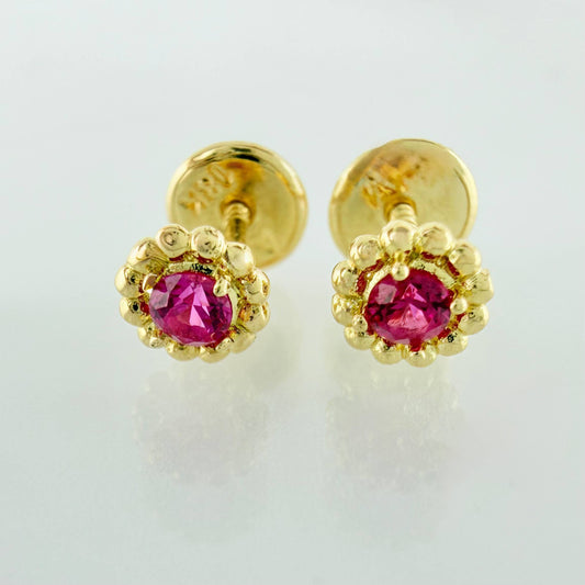 Topos Flor Girasol 0.8gr / 5mm Oro Amarillo 18K