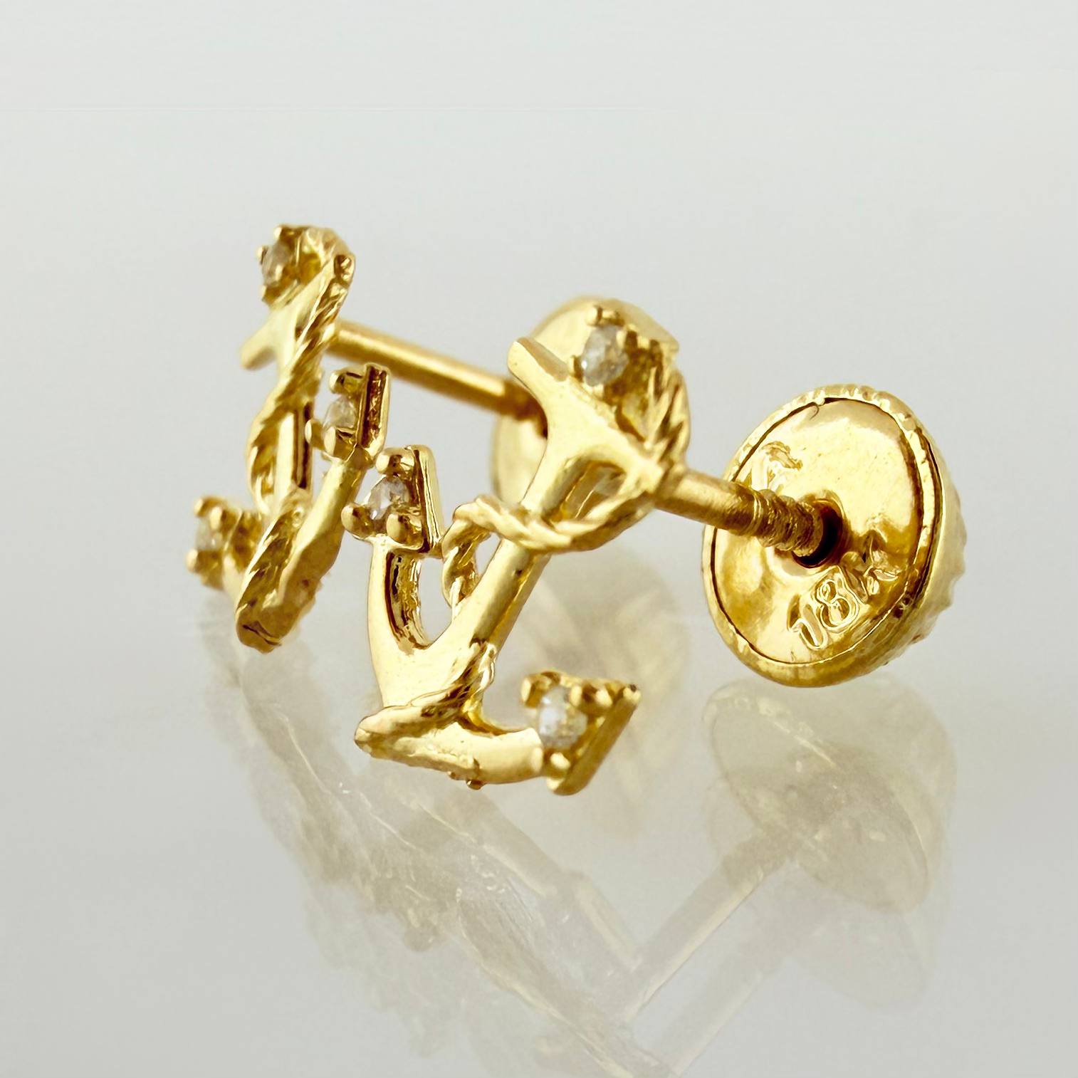 Stud Earrings Ancla Destellante 0.8 g / in / 9 mm Yellow Gold 18K