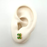 Topos Trebol Cuatro Petalos Esmeralda 80pts Diamantes 20pts 2.05gr / 6mm Oro Amarillo 18K *