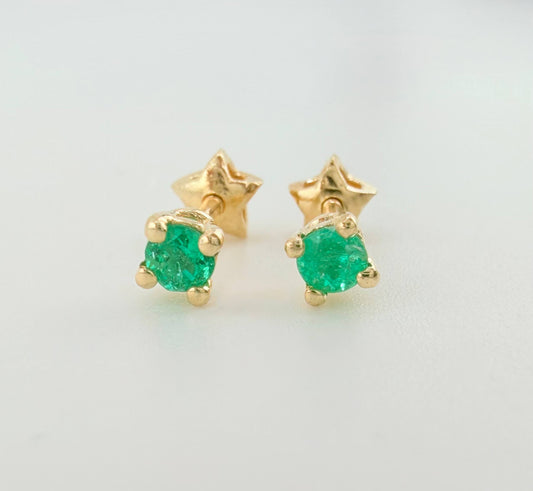 Topos Cuatro Garras Esmeraldas 10pts 0.95gr / 3mm Oro Amarillo 18K *