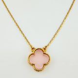 Cadena Plana Trebol Nacar Rosado 3.3gr / 17 3/4 in / 1.2mm Tres Oros +4 18K *