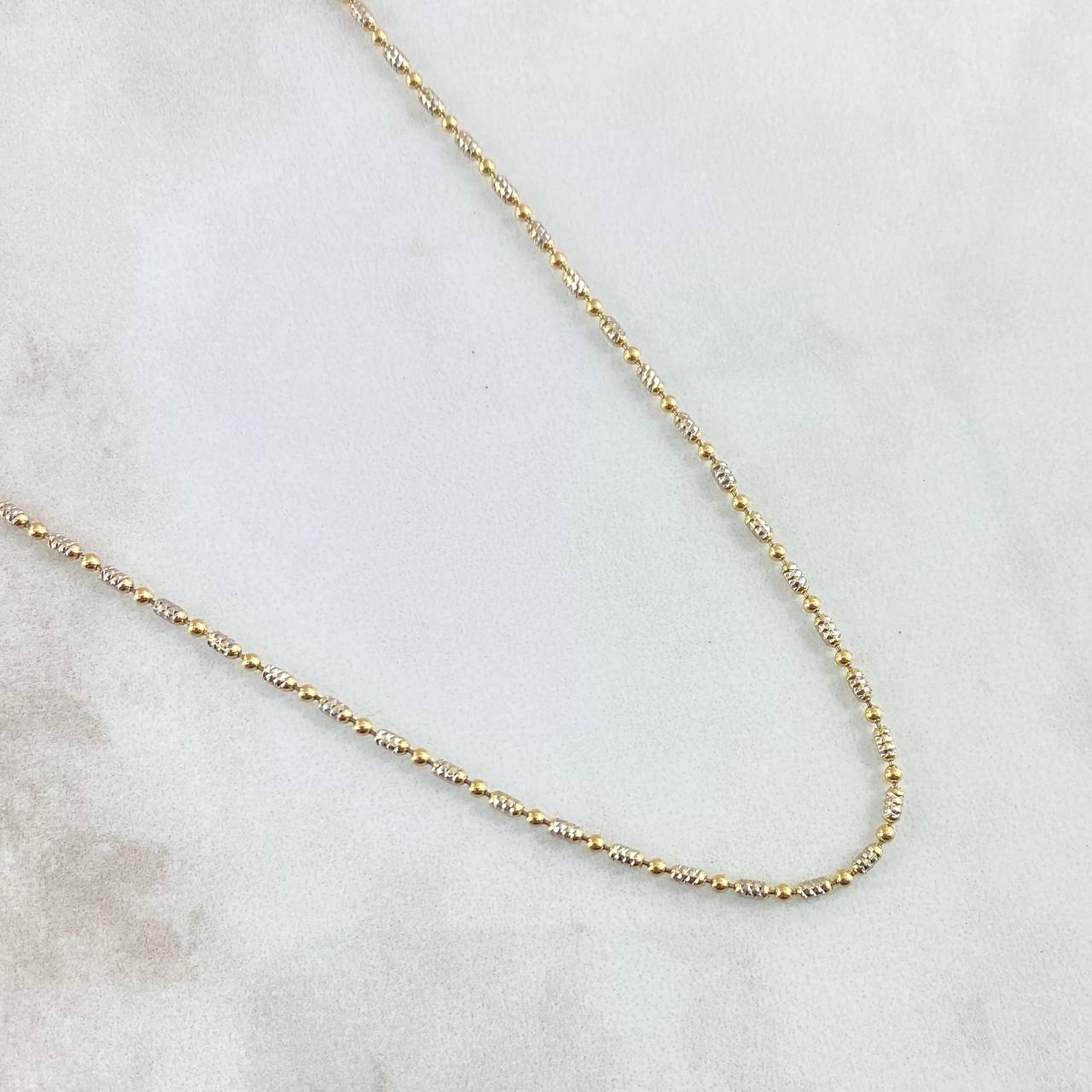 Cadena Morse 4.9gr / 50cm / 1.5mm Diamantada Dos Oros Amarillo Blanco +3 18K ©