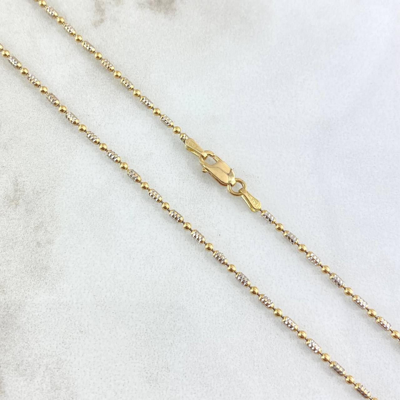 Cadena Morse 4.9gr / 50cm / 1.5mm Diamantada Dos Oros Amarillo Blanco +3 18K ©
