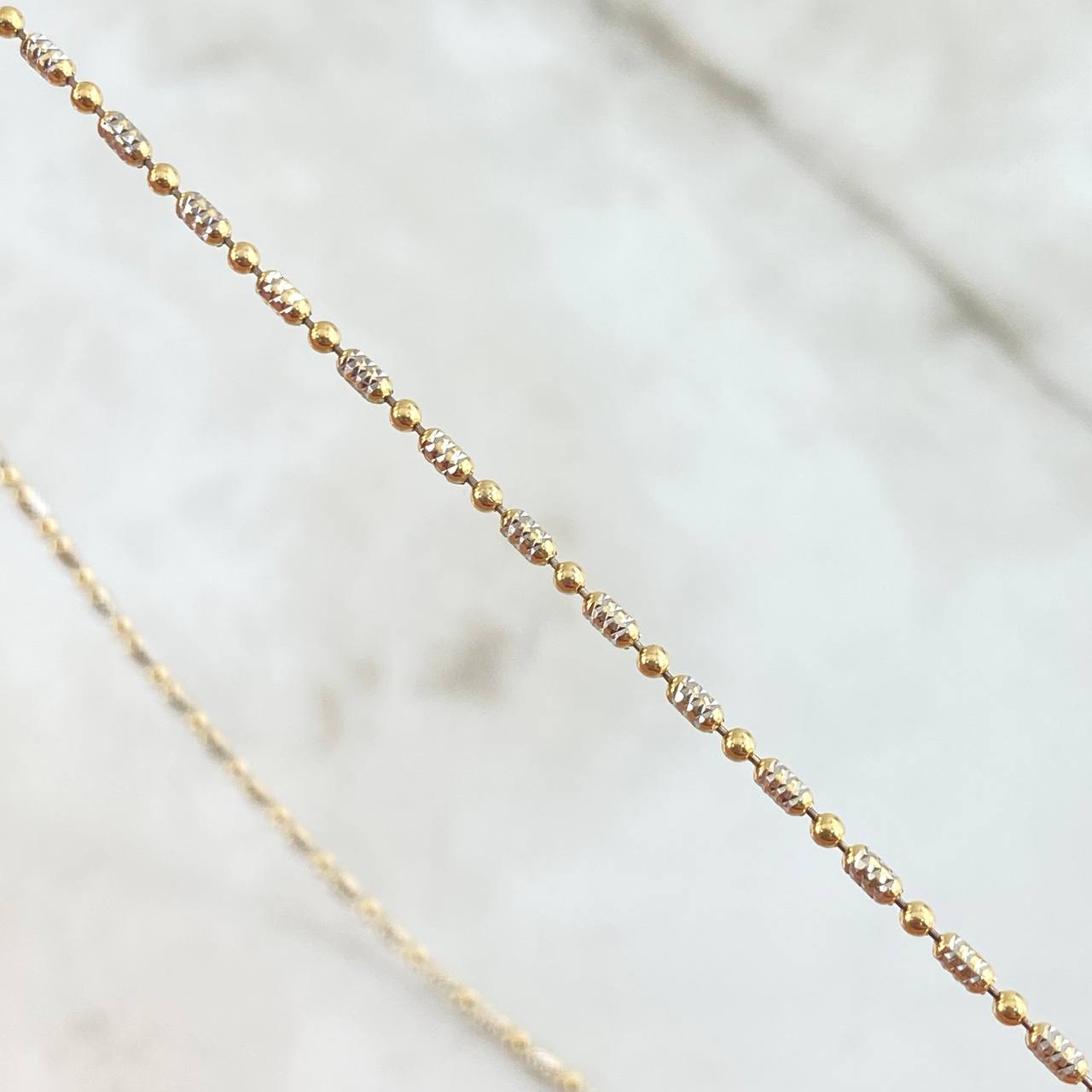 Cadena Morse Ice 5gr / 50cm / 1.5mm Dos Oros Amarillo Blanco +3 18K ©
