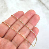 Cadena Morse 4.9gr / 50cm / 1.5mm Diamantada Dos Oros Amarillo Blanco +3 18K ©