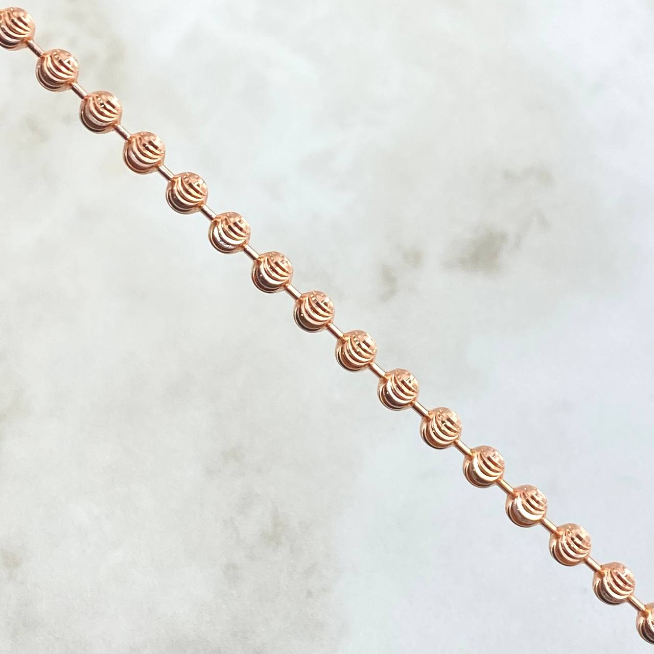 Military Chain 23.2gr / 55cm / 4mm Bead Diamond Cut Moon 18K Yellow Gold ©