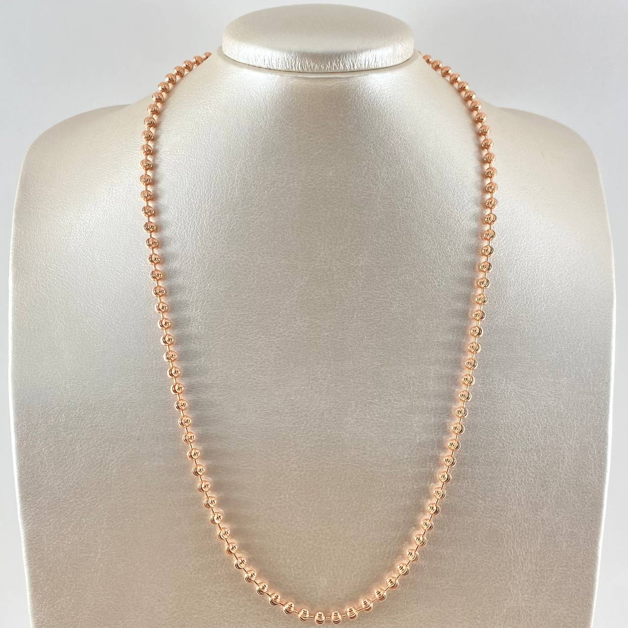 Military Chain 23.2gr / 55cm / 4mm Bead Diamond Cut Moon 18K Yellow Gold ©