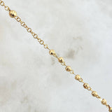 Rosario Virgen Milagrosa Crúz Marco 8.85gr / 55cm / 3mm-4mm Bolas Diamantadas Circones Blancos Oro Amarillo 18K