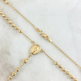 Rosario Virgen Milagrosa 7.85gr / 50cm / 3mm-4mm Bolas Diamantadas Crúz Lisa Oro Amarillo 18K