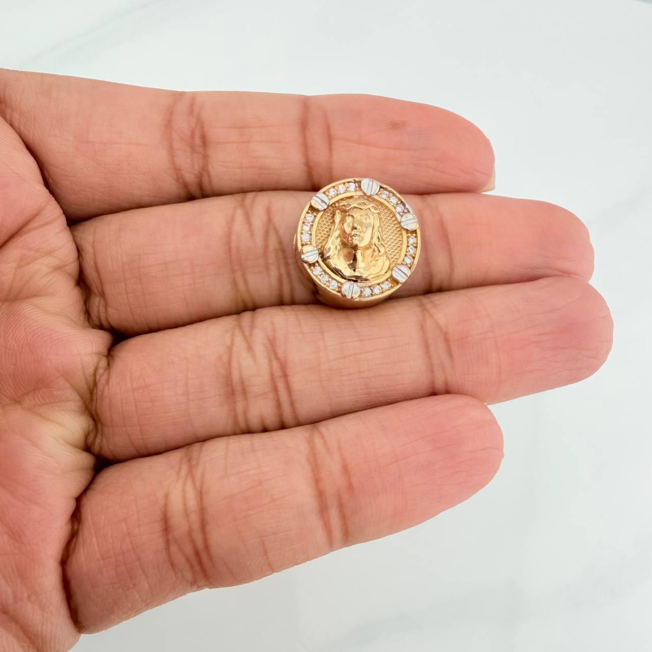 Herraje Tornillo Cristo 4.05gr / 1/2 in / Dos Oros Amarillo Blanco 18K %