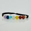 Pulsera Tejida Negra 7Chakras Bolas Diamantas 2Uni Oro Amarillo 18K
