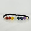 Black Woven Bracelet 7Chakras Beads Diamond 2Units Yellow Gold 18K