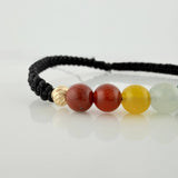 Black Woven Bracelet 7Chakras Beads Diamond 2Units Yellow Gold 18K