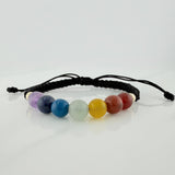 Black Woven Bracelet 7 Chakras 18K Yellow Gold