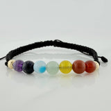 Black Woven Bracelet 7 Chakras 18K Yellow Gold