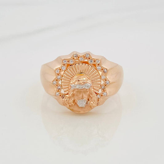 Anillo Rostro Cristo 6 g / T11 1/2 Dos Oros Blanco Rosa 18K