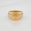 Crown Signet Ring 7.75 g / Size 10 1/2 Three Golds 18K