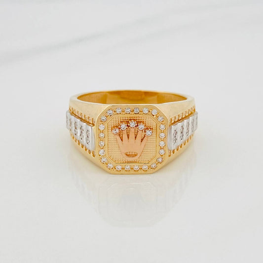 Anillo Sello Corona 7.75 g / T10 1/2 Tres Oros 18K