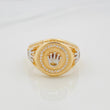Anillo Sello Corona 8.7 g / T10 Dos Oros Amarillo Blanco 18K