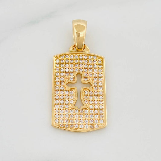 Dije Placa Cruz 3.3 g / 1 1/4 in Oro Amarillo 18K