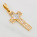 Dije Cruz 3.05 g / 1 1/4 in Dos Oros Amarillo Blanco 18K