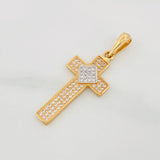 Dije Cruz 3.05 g / 1 1/4 in Dos Oros Amarillo Blanco 18K