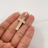 Dije Cruz 3.05 g / 1 1/4 in Dos Oros Amarillo Blanco 18K